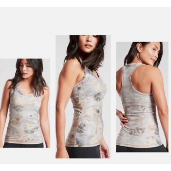 Athleta Shanti Gold Silver Shanti Gilded Racerback Tank Top Medium - Picture 1 of 9